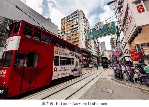中国香港香港街头广告双电车香港旅游